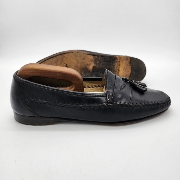 Bostonian Shoes Men 10 M Florentine Tassle Loafer Slip On Dress Black Leather - Picture 16 of 16